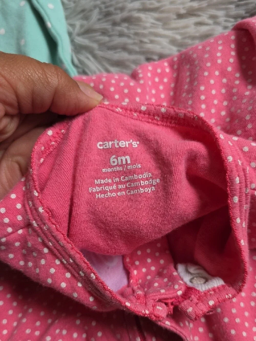 Carter's Pink, Teal & Mauve Polka Dot One-Piece Footed Pajamas - 3 Pack Look